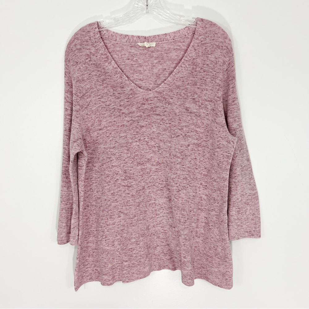 Eileen Fisher Organic Cotton Pekoe Bell Sleeve Knit Sweater Pink Size Large
